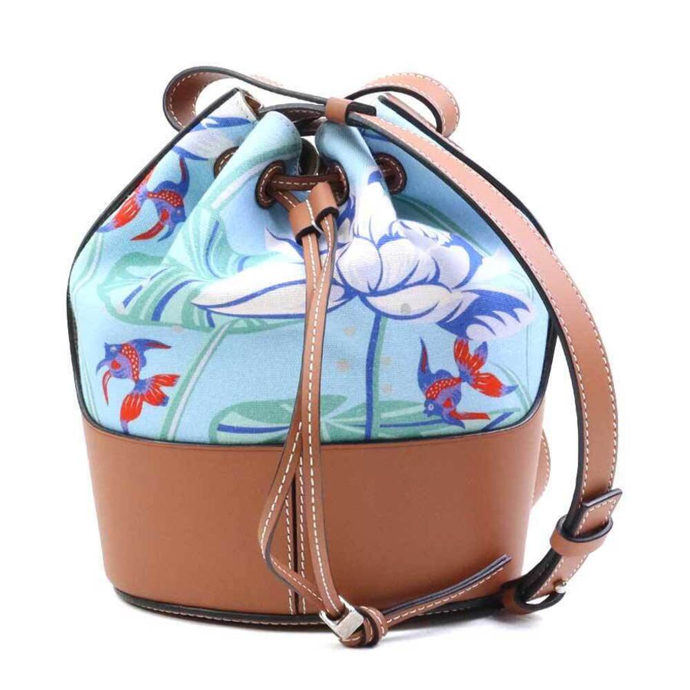 Loewe brown Paulas canvas balloon bag leather collaboration blue Ibiza - Picture 2 of 4
